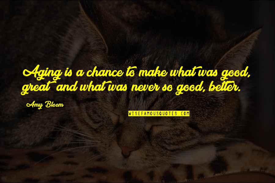 Funny Elk Quotes By Amy Bloom: Aging is a chance to make what was