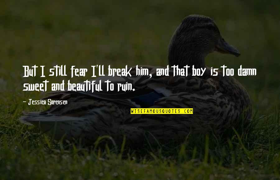 Funny Exaggerated Quotes By Jessica Sorensen: But I still fear I'll break him, and