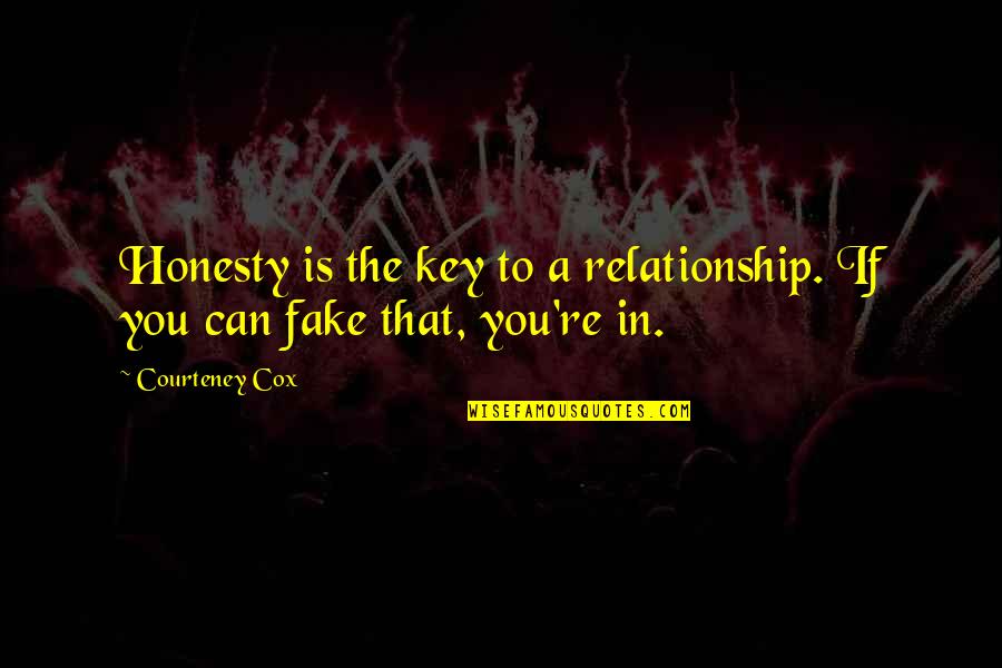 Funny Fake Relationship Quotes By Courteney Cox: Honesty is the key to a relationship. If