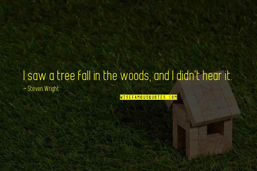 Funny Fall Quotes By Steven Wright: I saw a tree fall in the woods,