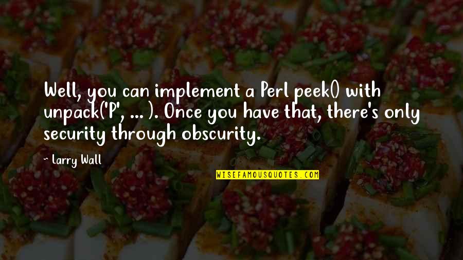 Funny Fame Quotes By Larry Wall: Well, you can implement a Perl peek() with