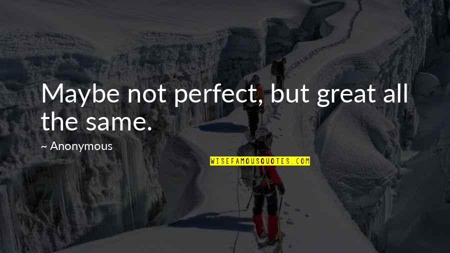 Funny Fashionable Quotes By Anonymous: Maybe not perfect, but great all the same.