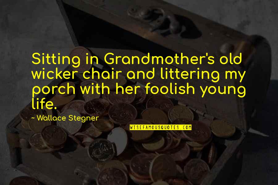 Funny Filibuster Quotes By Wallace Stegner: Sitting in Grandmother's old wicker chair and littering
