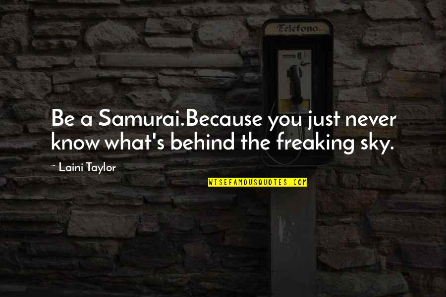 Funny Freaking Out Quotes By Laini Taylor: Be a Samurai.Because you just never know what's