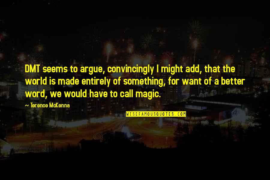 Funny Friday Memes Quotes By Terence McKenna: DMT seems to argue, convincingly I might add, Funny Friday Memes Quotes By Terence McKenna: DMT seems to argue, convincingly I might add,