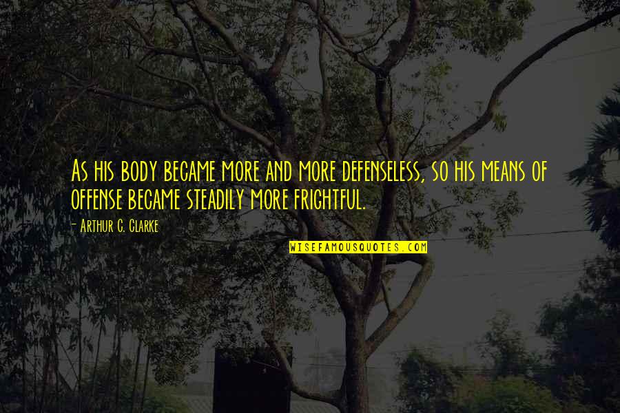 Funny Friday Quotes By Arthur C. Clarke: As his body became more and more defenseless, Funny Friday Quotes By Arthur C. Clarke: As his body became more and more defenseless,