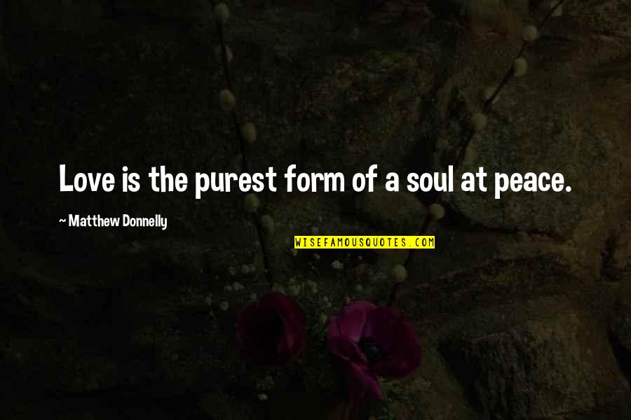 Funny Frisbee Quotes By Matthew Donnelly: Love is the purest form of a soul