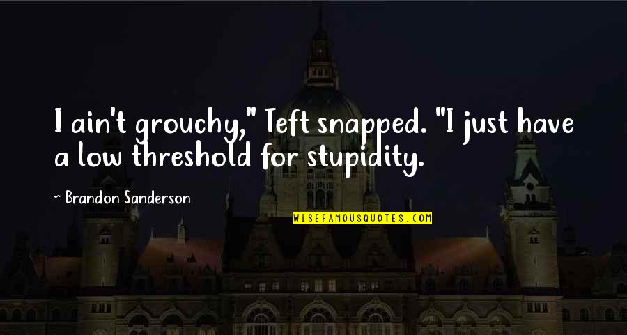 Funny Gatherings Quotes By Brandon Sanderson: I ain't grouchy," Teft snapped. "I just have