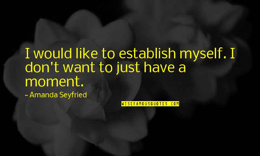 Funny Geriatrics Quotes By Amanda Seyfried: I would like to establish myself. I don't