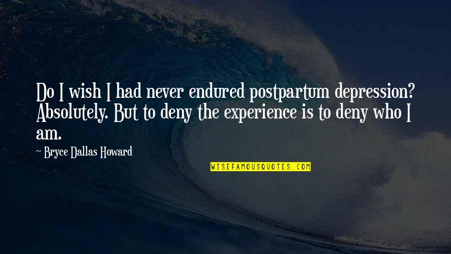 Funny Ghetto Inspirational Quotes By Bryce Dallas Howard: Do I wish I had never endured postpartum
