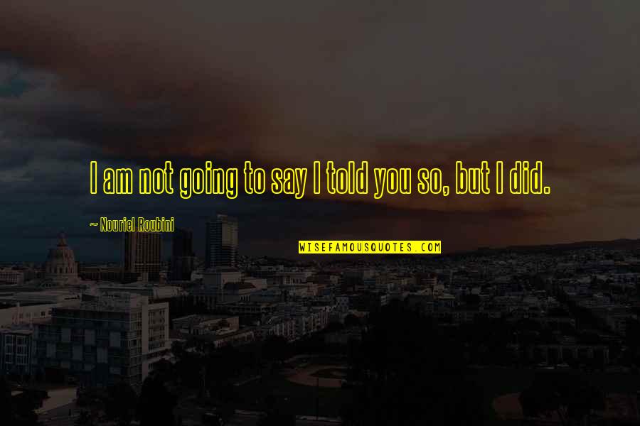 Funny Going Out Quotes By Nouriel Roubini: I am not going to say I told