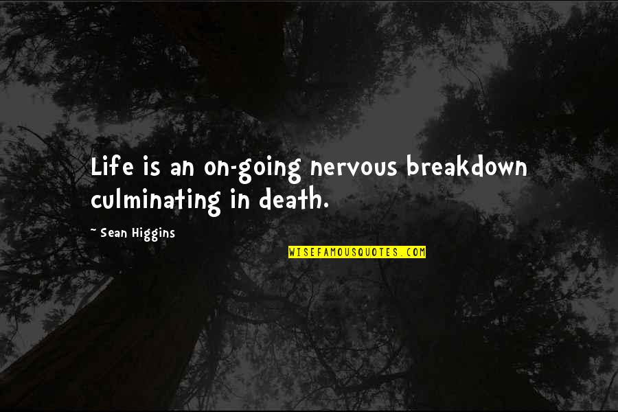 Funny Graduation Cap Quotes By Sean Higgins: Life is an on-going nervous breakdown culminating in