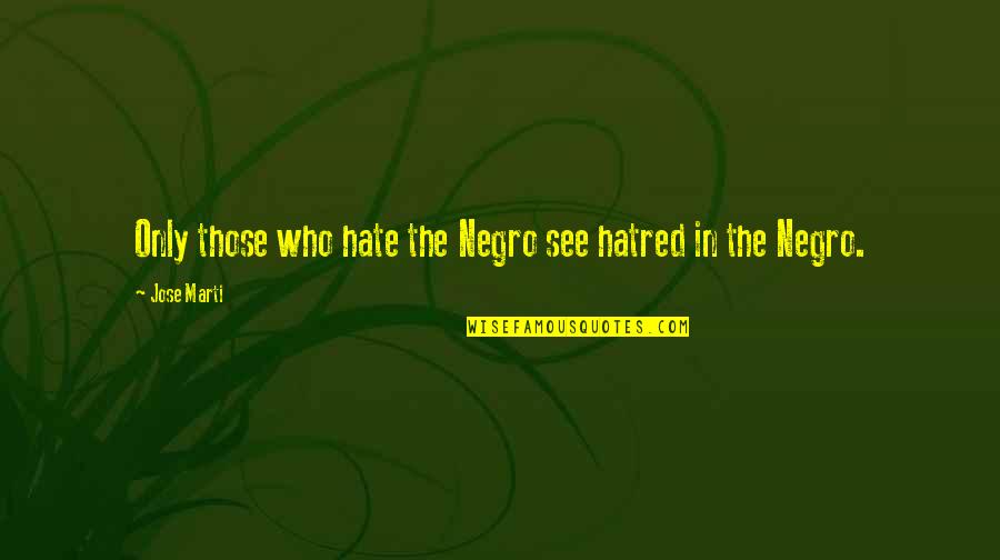 Funny Graphic Tee Quotes By Jose Marti: Only those who hate the Negro see hatred