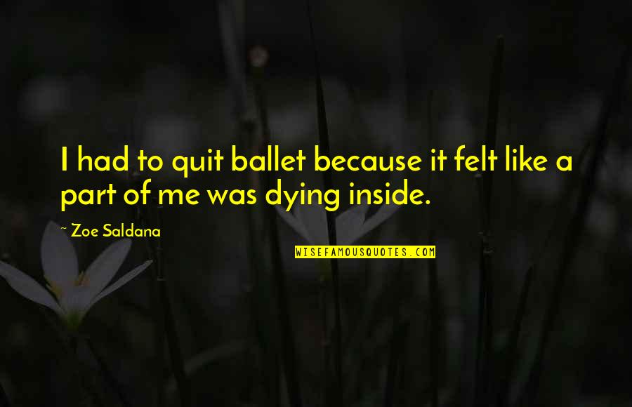 Funny Harry Potter Willy Quotes By Zoe Saldana: I had to quit ballet because it felt