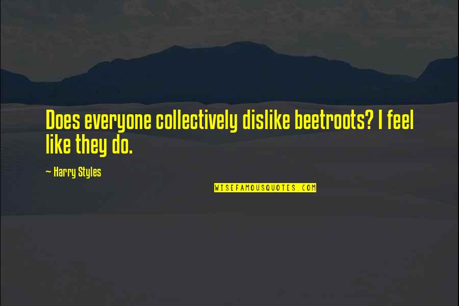 Funny Harry Quotes By Harry Styles: Does everyone collectively dislike beetroots? I feel like