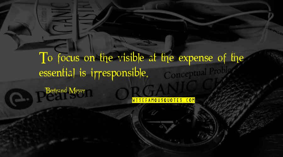 Funny Harsh Quotes By Bertrand Meyer: To focus on the visible at the expense