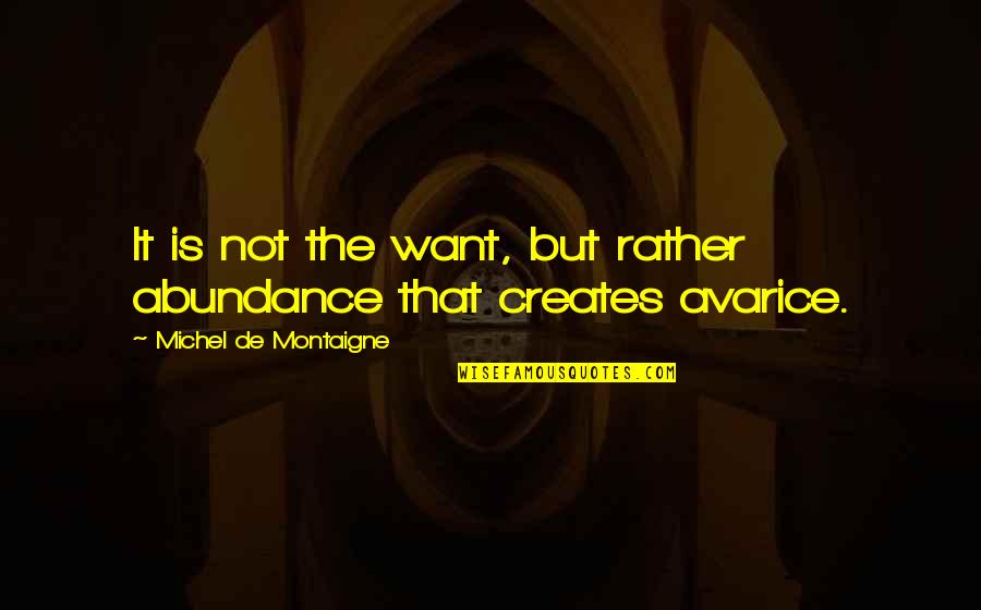 Funny Harvest Quotes By Michel De Montaigne: It is not the want, but rather abundance