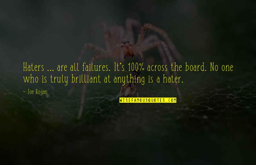 Funny Hater Quotes By Joe Rogan: Haters ... are all failures. It's 100% across