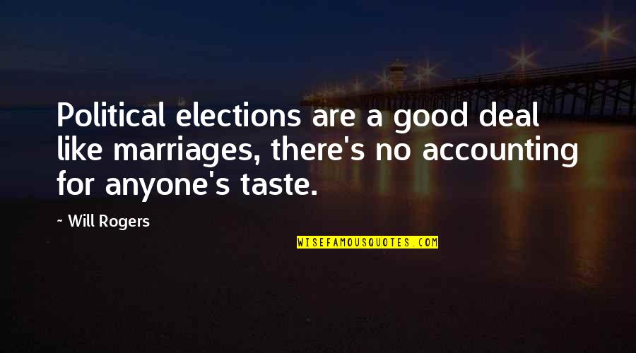 Funny Have A Good Weekend Quotes By Will Rogers: Political elections are a good deal like marriages,