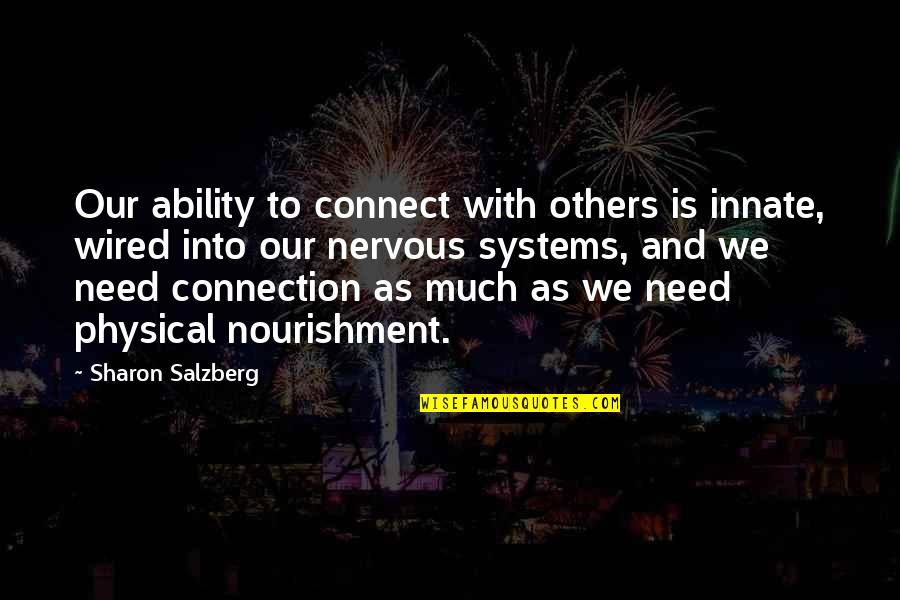 Funny Hiking Quotes By Sharon Salzberg: Our ability to connect with others is innate,