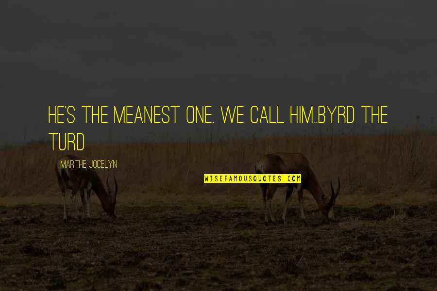Funny Him Quotes By Marthe Jocelyn: He's the meanest one. We call him..Byrd the Funny Him Quotes By Marthe Jocelyn: He's the meanest one. We call him..Byrd the