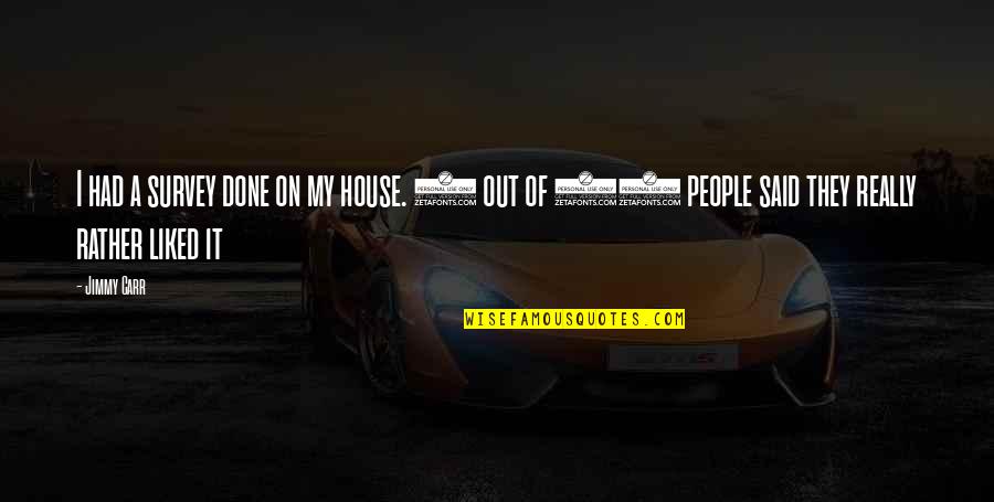 Funny House Quotes By Jimmy Carr: I had a survey done on my house.