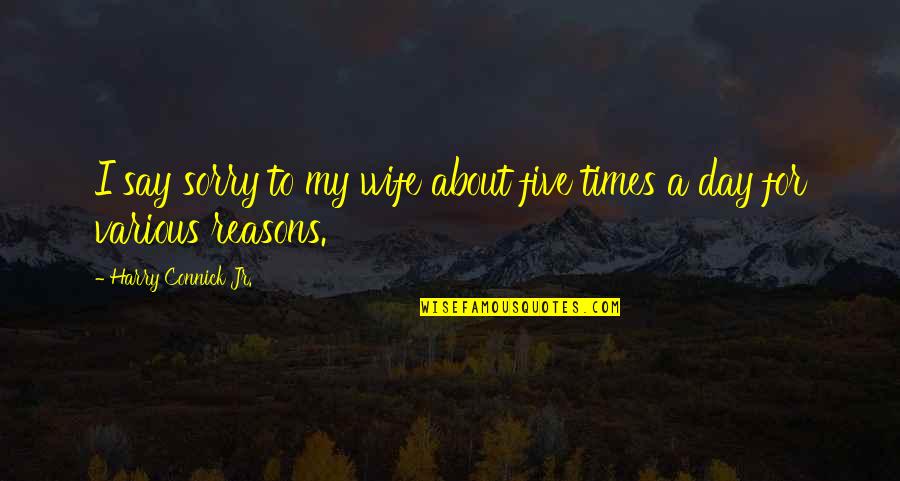 Funny Housewarming Invitation Quotes By Harry Connick Jr.: I say sorry to my wife about five