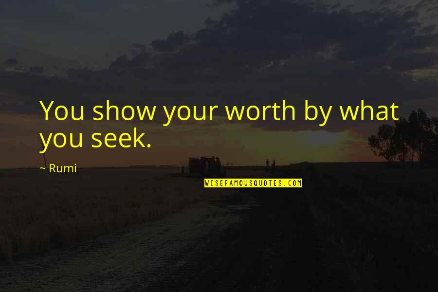 Funny Housework Quotes By Rumi: You show your worth by what you seek.