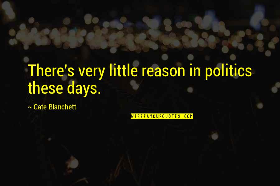 Funny I Am Canadian Quotes By Cate Blanchett: There's very little reason in politics these days.