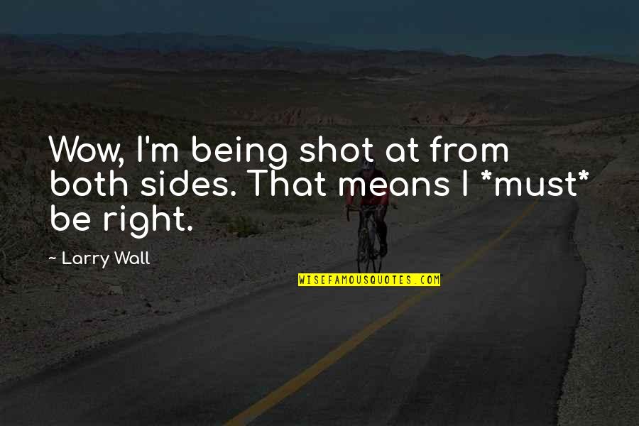 Funny I'm Cold Quotes By Larry Wall: Wow, I'm being shot at from both sides.