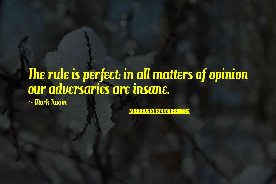 Funny In My Opinion Quotes By Mark Twain: The rule is perfect: in all matters of