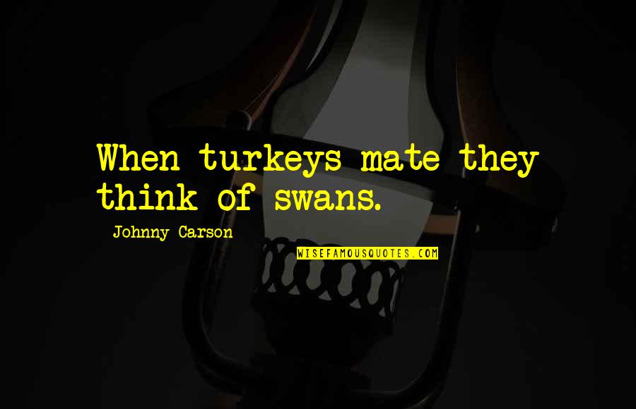 Funny Irishman Quotes By Johnny Carson: When turkeys mate they think of swans.