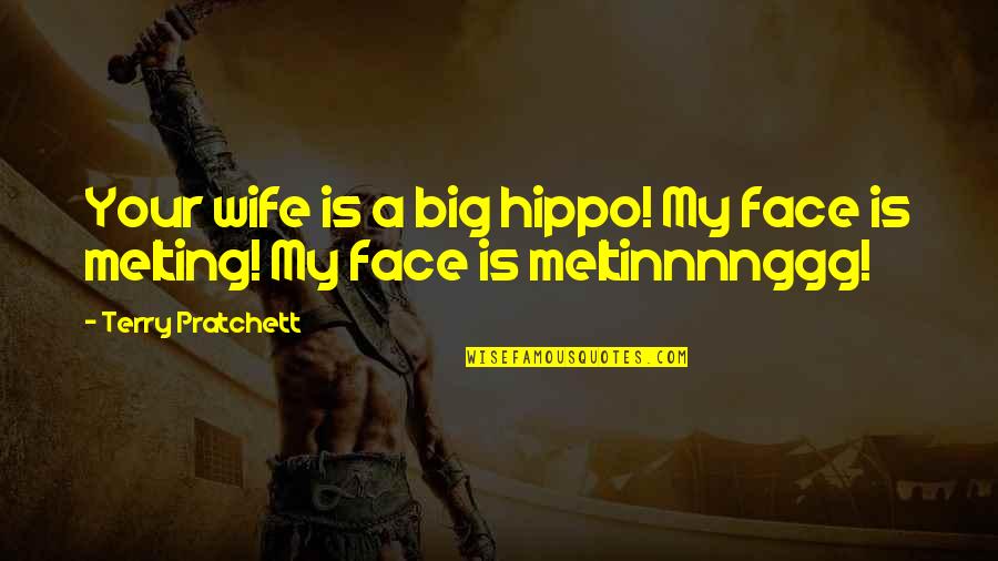 Funny Jokes Quotes By Terry Pratchett: Your wife is a big hippo! My face