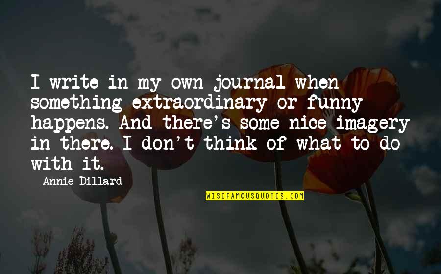 Funny Journal Quotes By Annie Dillard: I write in my own journal when something