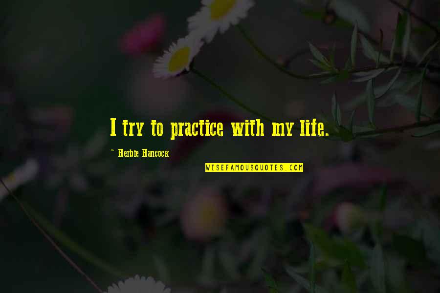 Funny Kickball Quotes By Herbie Hancock: I try to practice with my life.