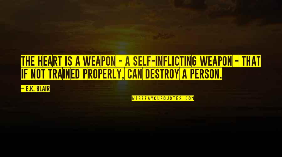 Funny Kitten Quotes By E.K. Blair: The heart is a weapon - a self-inflicting Funny Kitten Quotes By E.K. Blair: The heart is a weapon - a self-inflicting