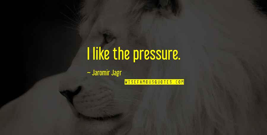 Funny Kkk Quotes By Jaromir Jagr: I like the pressure.