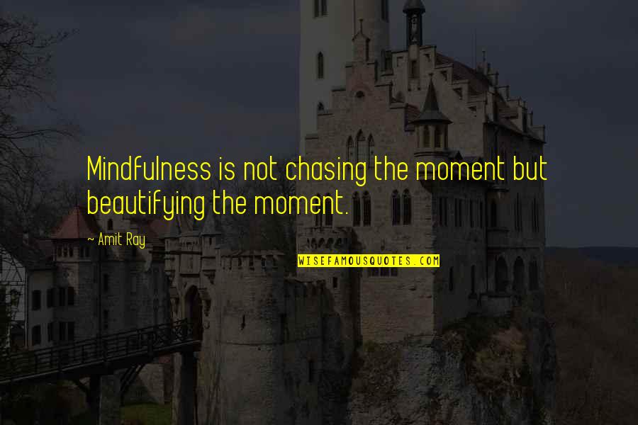 Funny Lab Partner Quotes By Amit Ray: Mindfulness is not chasing the moment but beautifying