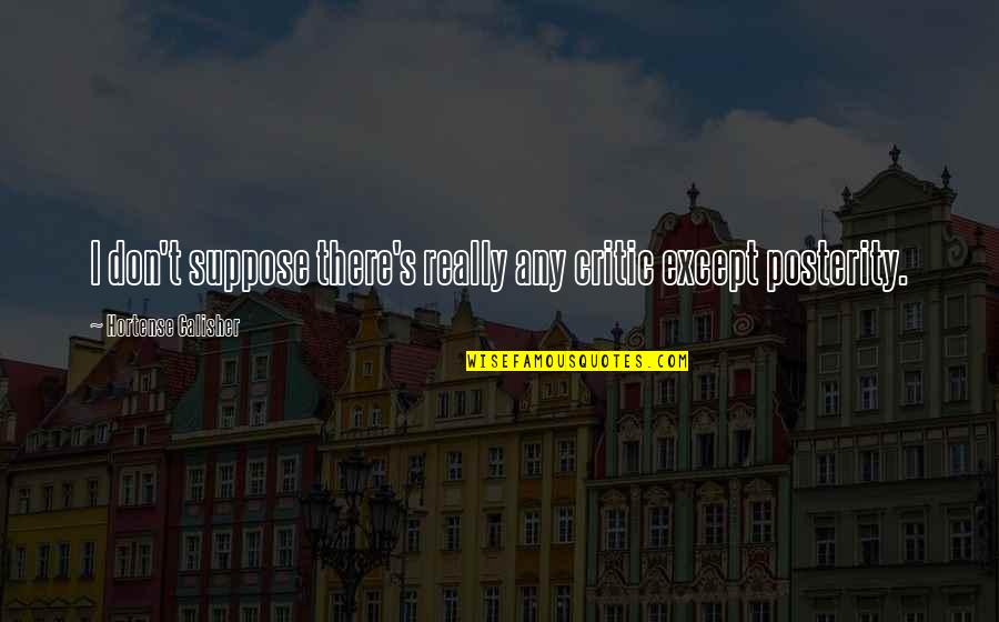 Funny Last Man Standing Quotes By Hortense Calisher: I don't suppose there's really any critic except