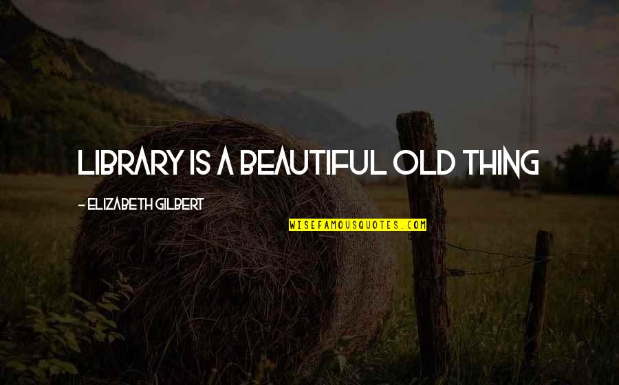 Funny Lawn Bowl Quotes By Elizabeth Gilbert: Library is a beautiful old thing