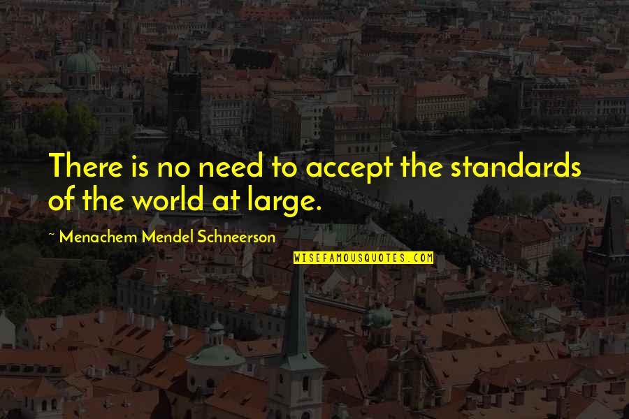 Funny Life After Death Quotes By Menachem Mendel Schneerson: There is no need to accept the standards Funny Life After Death Quotes By Menachem Mendel Schneerson: There is no need to accept the standards