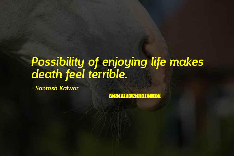 Funny Life Death Quotes By Santosh Kalwar: Possibility of enjoying life makes death feel terrible.