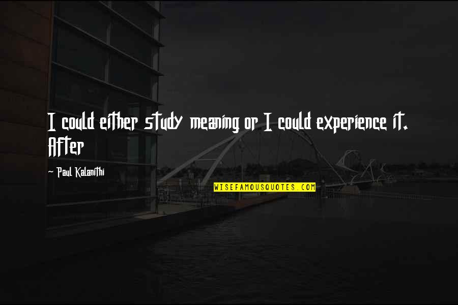 Funny Love Facts Quotes By Paul Kalanithi: I could either study meaning or I could