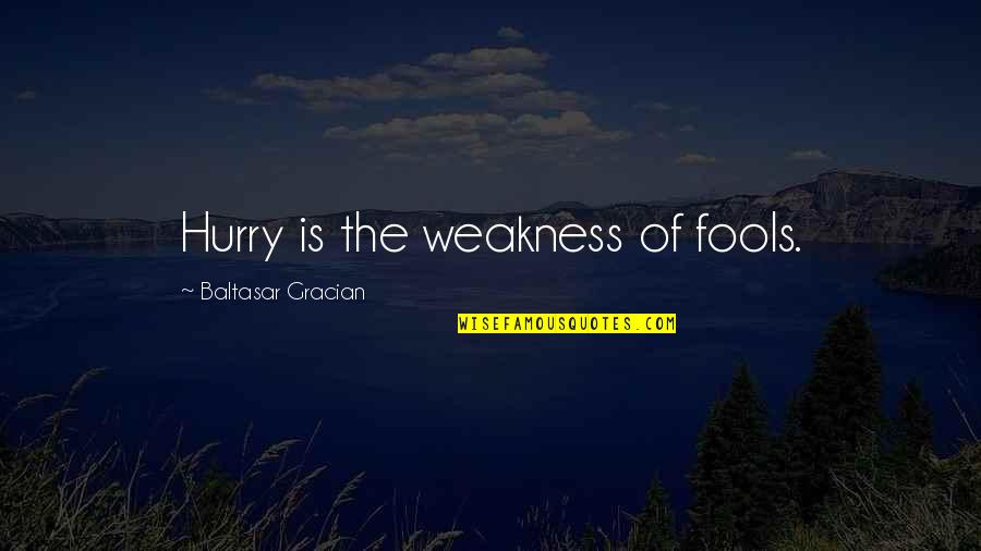 Funny Lumber Quotes By Baltasar Gracian: Hurry is the weakness of fools.