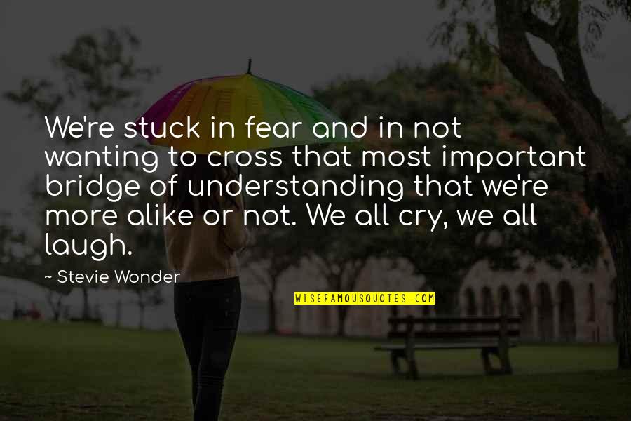 Funny Magcon Quotes By Stevie Wonder: We're stuck in fear and in not wanting Funny Magcon Quotes By Stevie Wonder: We're stuck in fear and in not wanting