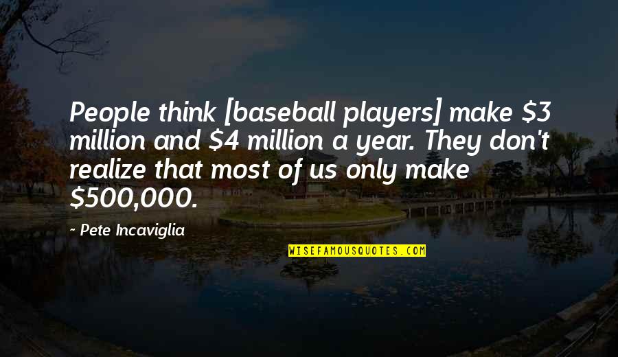 Funny Make Out Quotes By Pete Incaviglia: People think [baseball players] make $3 million and