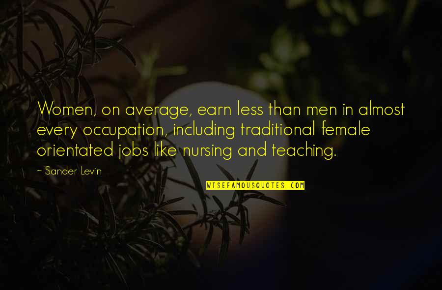 Funny Manila Quotes By Sander Levin: Women, on average, earn less than men in