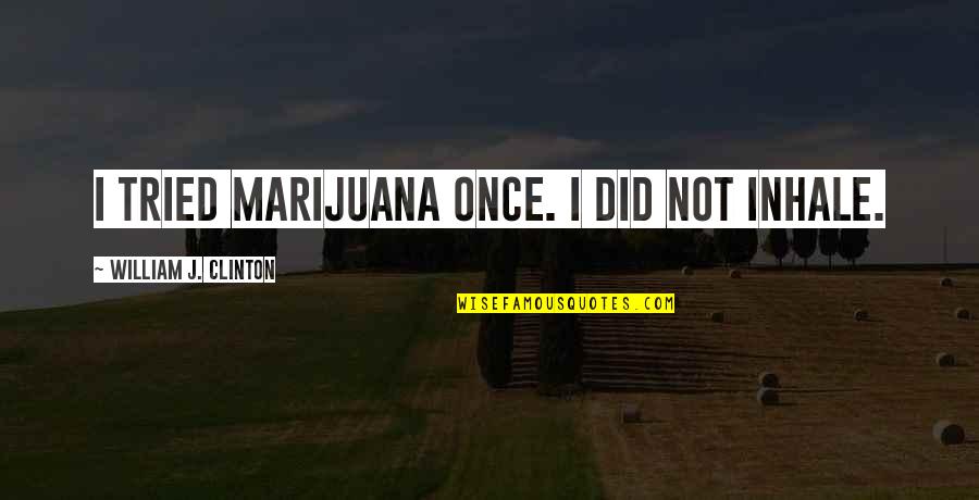 Funny Marijuana Quotes By William J. Clinton: I tried marijuana once. I did not inhale.