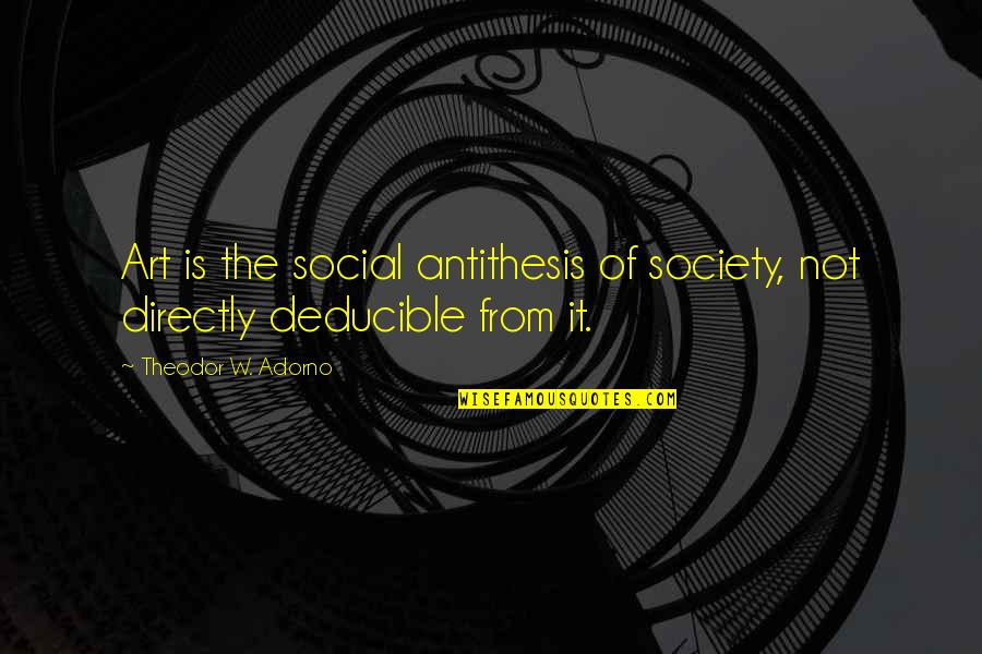 Funny Mind Reading Quotes By Theodor W. Adorno: Art is the social antithesis of society, not