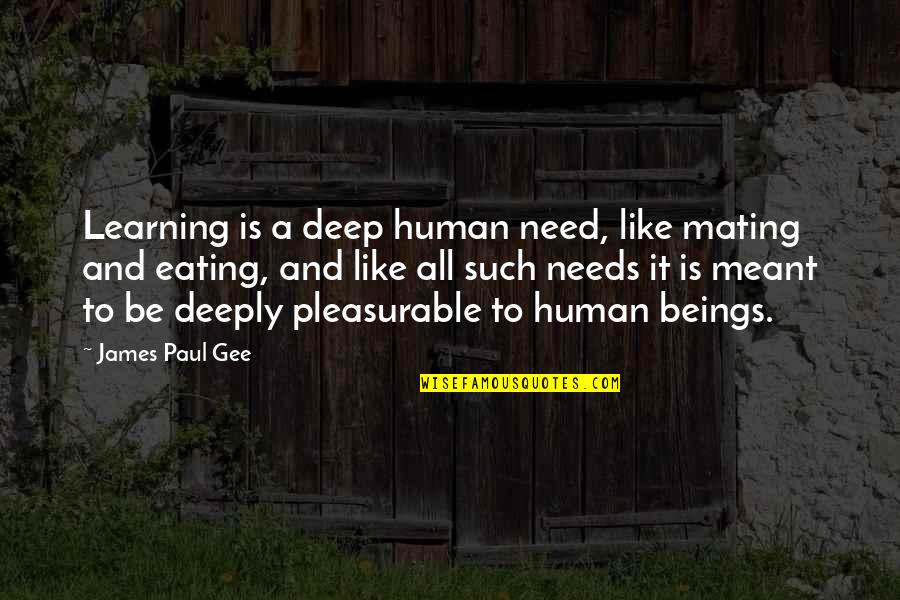 Funny Mind Your Own Business Quotes By James Paul Gee: Learning is a deep human need, like mating Funny Mind Your Own Business Quotes By James Paul Gee: Learning is a deep human need, like mating